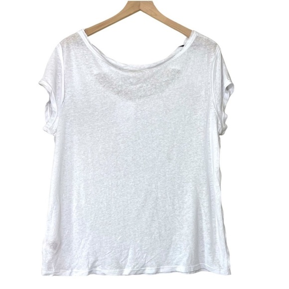 Free People Linen Short Sleeve Keyhole June T-Shirt white size M - Picture 6 of 8